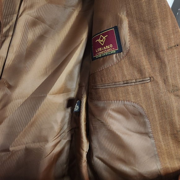 Loriano Collection Super 100's Cloth Brown Pinstripe Blazer 40R - Picture 5 of 10